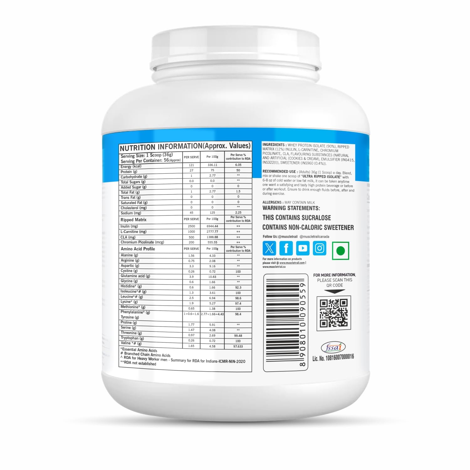 MuscleTrail Pharma Grade Ultra Ripped Whey Protein Isolate - Premium Protein for Men & Women - 27g Protein per Serving - Supports Muscle Growth, Strength & Recovery - L-Carnitine (2KG, Vanilla) — Amazon image 2