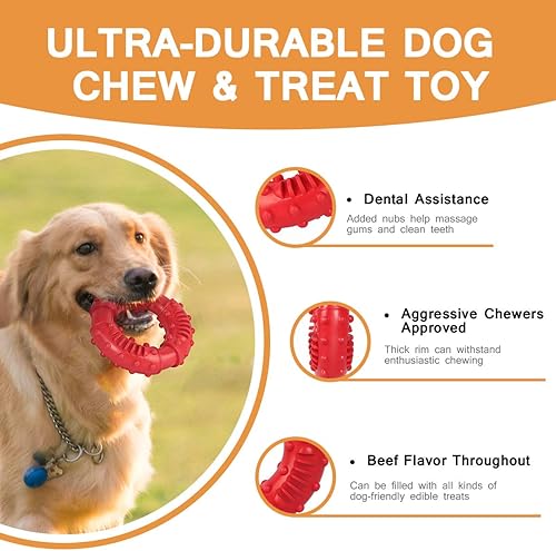 Miniatura 5 de Juguetes para perros para masticadores agresivos, casi indestructible, resistente, duradero, de goma natural, juguete masticable para cachorros para