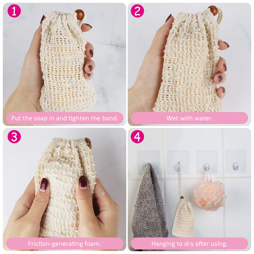Bolsas de Jabón Natural de Sistal para Ducha - Exfoliación y Masaje - 10 Piezas