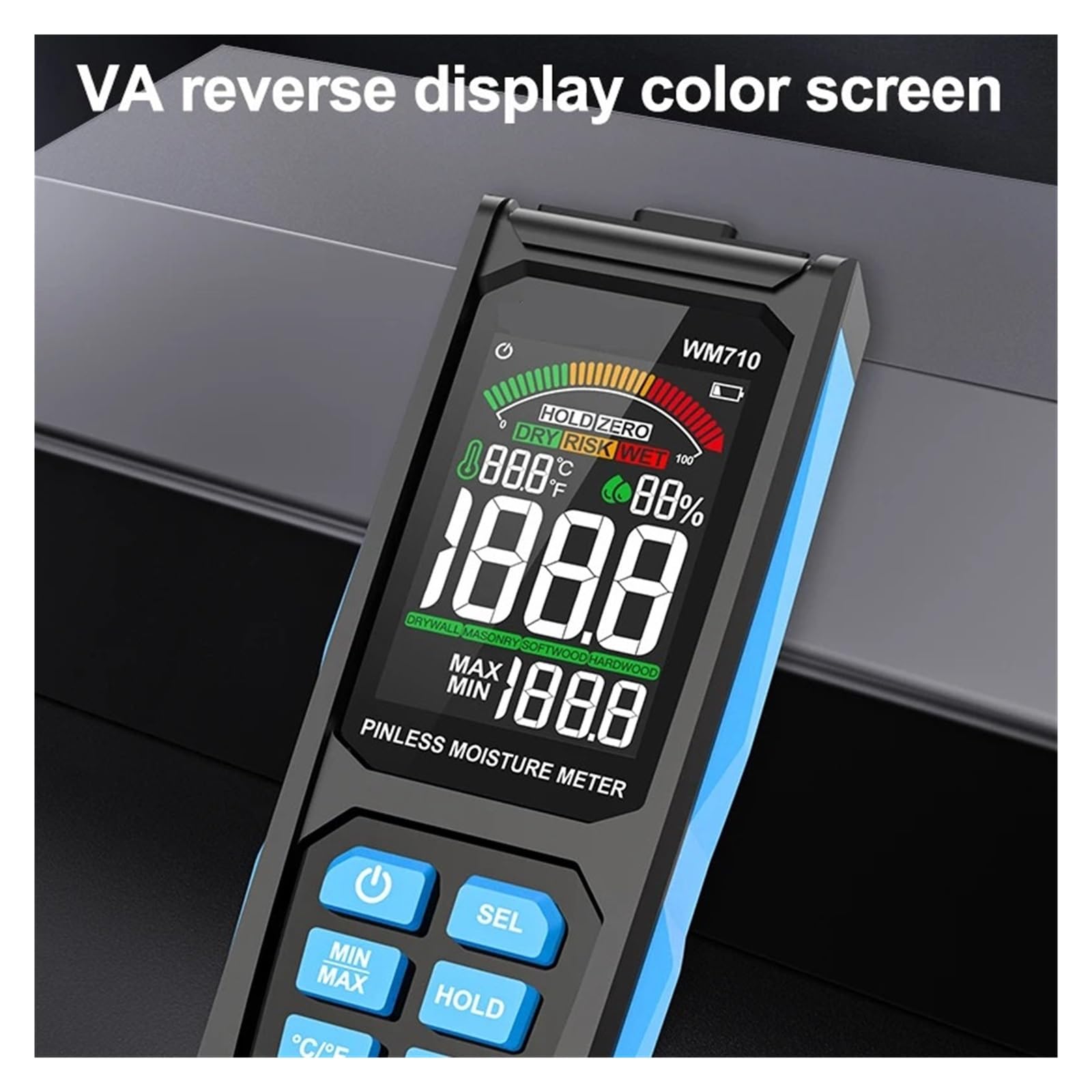 Cyfrowy Wilgotnościomierz Digital Wood Moisture Meter Non-destructive Inductive Hygrometer Analog Dual Display Ambient Temp Humidity Timber Damp Detector do Testowania Zawartości Wody