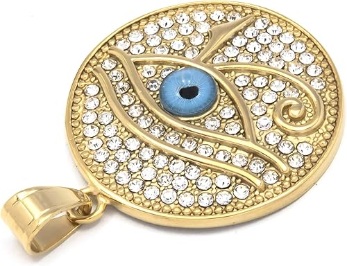 Miniatura 4 de Collar con colgante de ojo de Horus con circonita cúbica, símbolo de protección, chapado en oro egipcio de 18 quilates, joyería de acero inoxidable