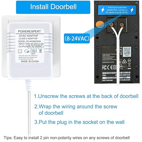 Miniatura 3 de Transformador de 24 V para timbre de timbre de timbre de anillo C, termostato adaptador de cable, cable de alimentación de 24 V compatible con