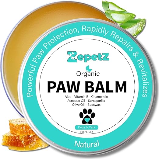 Lick-Safe Organic Paw & Nose Balm for Dogs, Cats & More – All-Natural, Vegan, Hypoallergenic – Heals, Protects & Restores Dry, Cracked Paws, Snouts & Elbows – Aloe, Avocado Oil, Beeswax – 1.75 oz