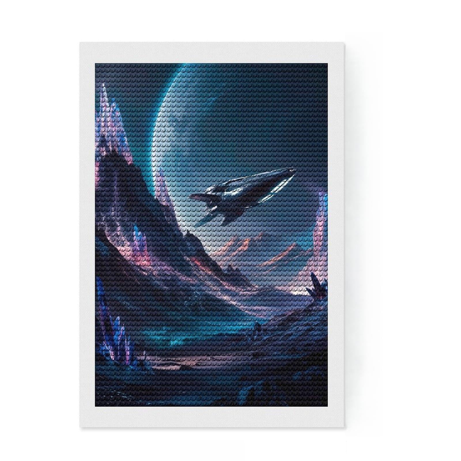 Junmoney Cosmic Voyage Horizon Full Drill Diamond Painting Kit 8"x12", for Adults, Good for Quiet Evenings, Farmhouse Decor, Holiday Gift Idea