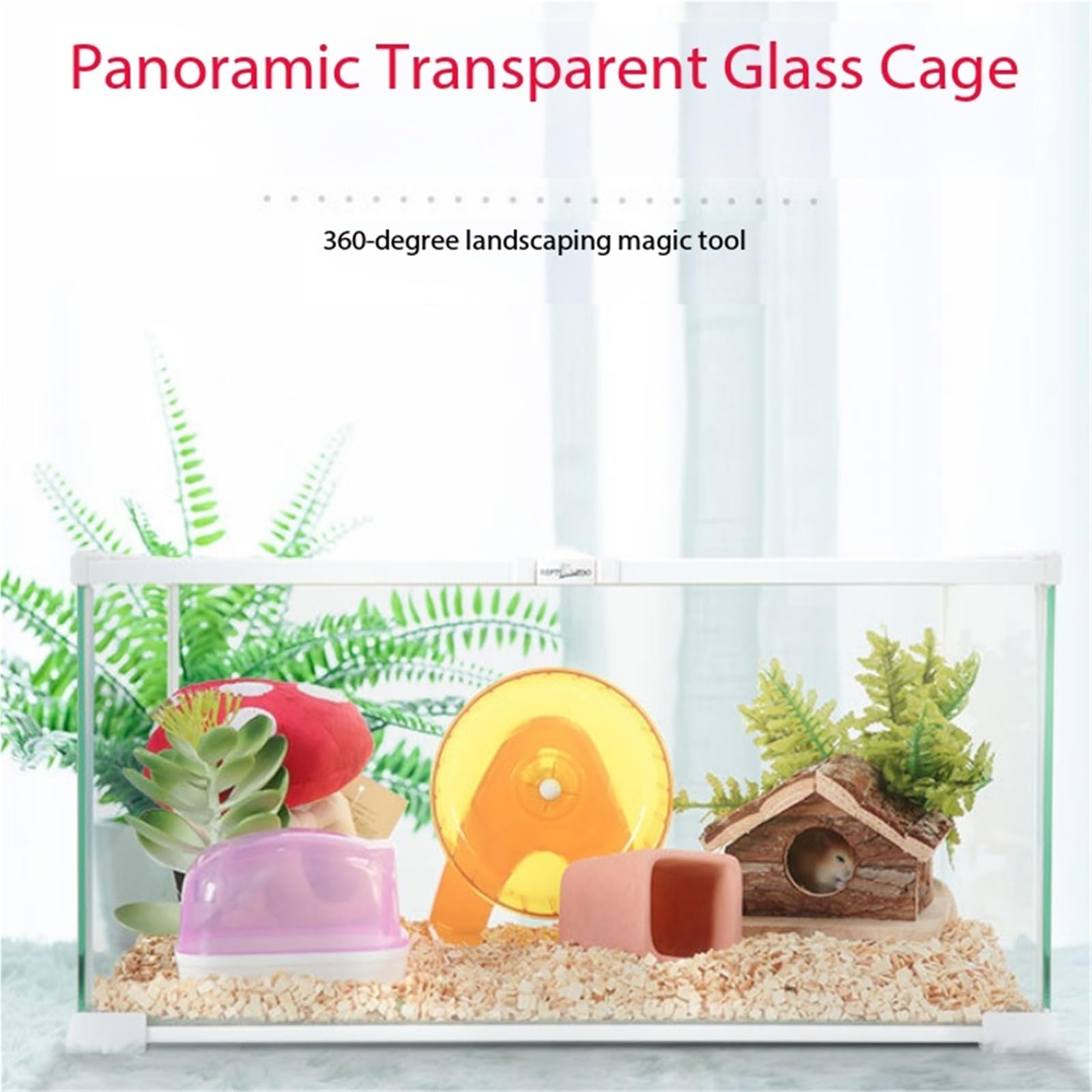 Cage à Hamsters Cage à Hamster Grand Espace en Verre Transparent Design Minimaliste