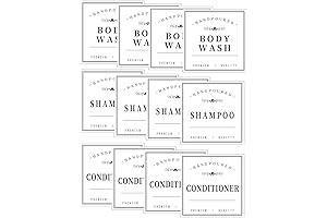 12PCS Bathroom Label for Bottles,Waterproof Bottle Labels