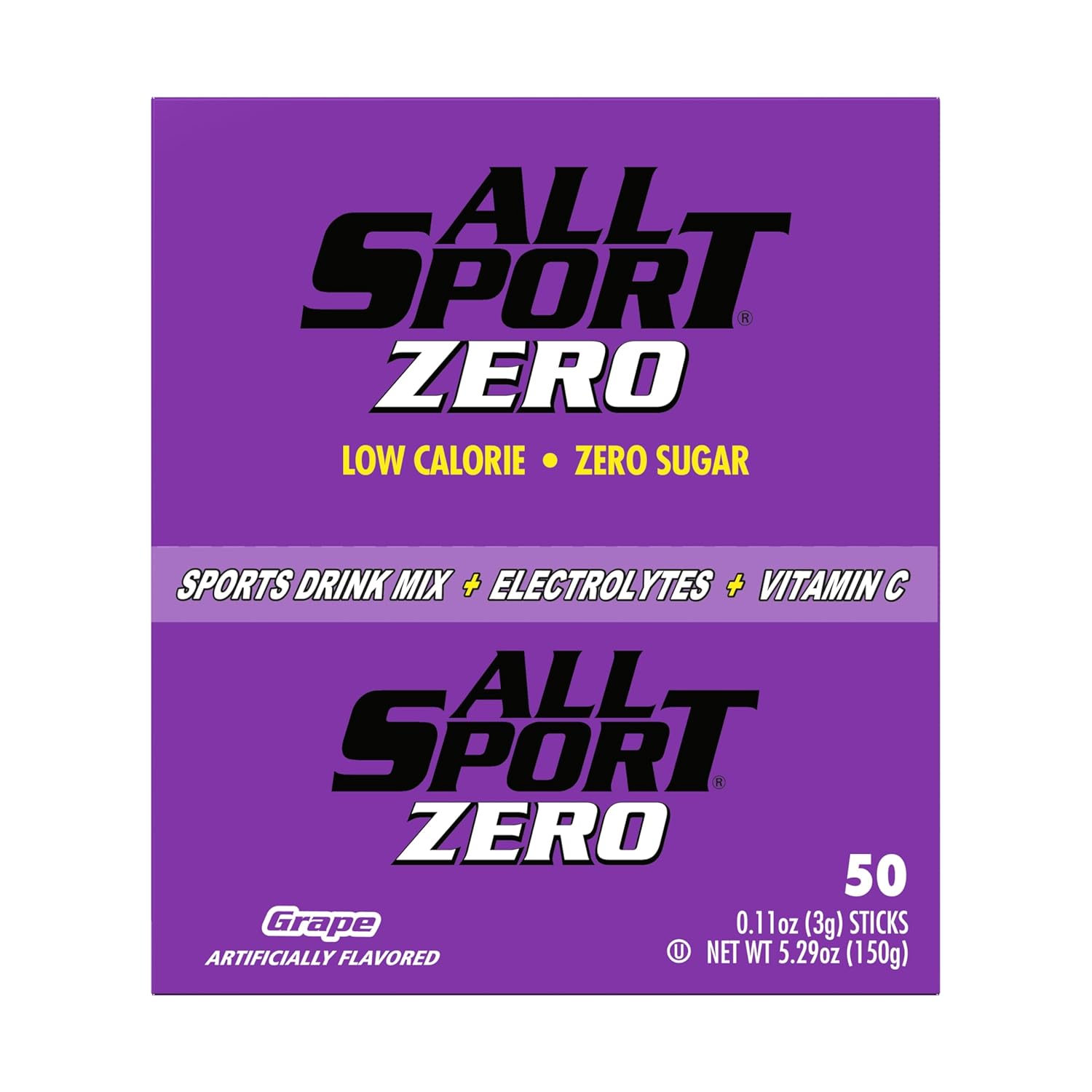 All Sport Powder Hydration Sticks, Zero Calorie, Performance Electrolyte Drink Mix, Sugar Free, Grape, 50 Ct box