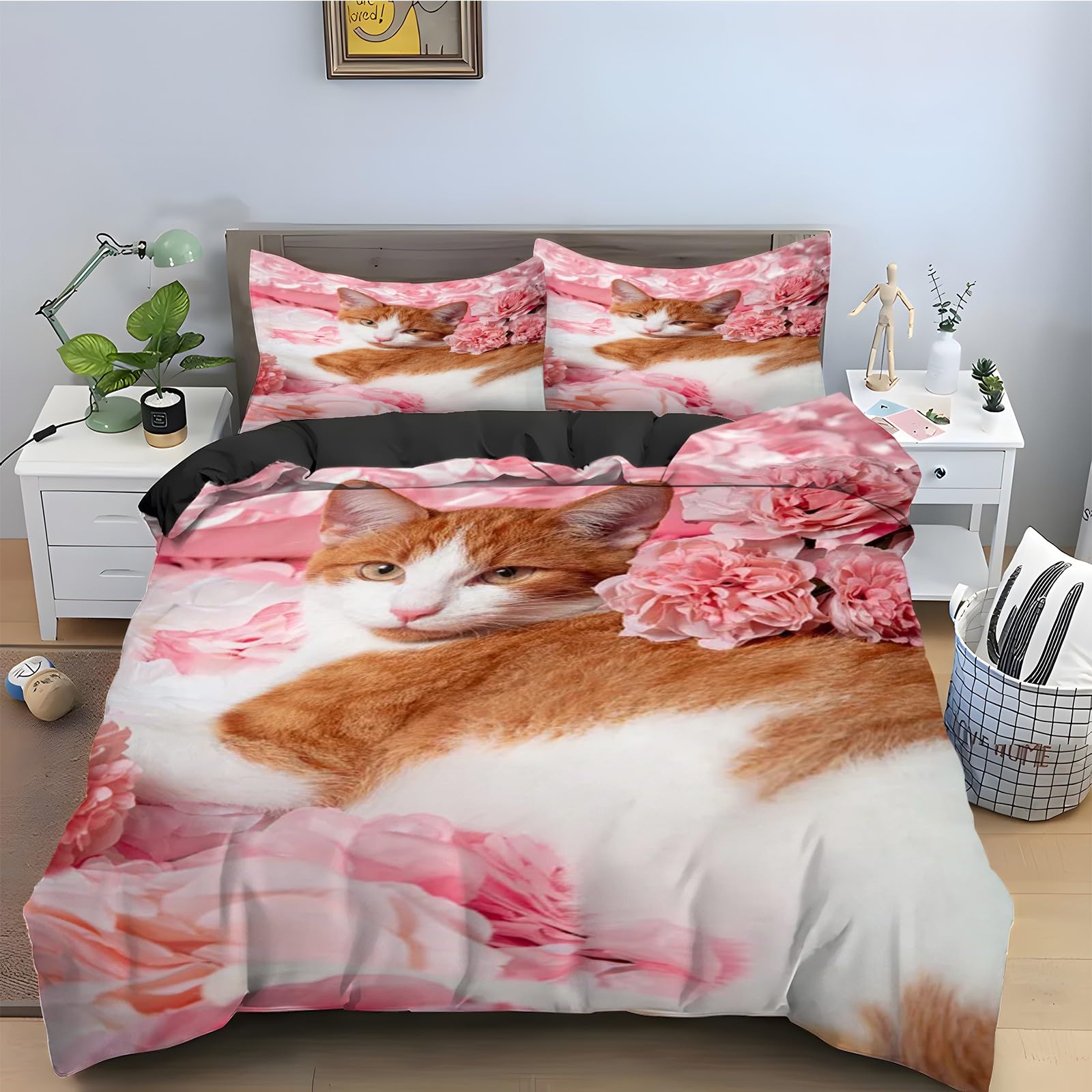 Housse de couette 200x200 chat rose pour créer un cocon de douceur dans votre lit