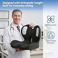 Vista 6 de Cojín de asiento de espuma viscoelástica con almohada de apoyo lumbar, cojín para silla de oficina, cojín ergonómico para asiento de automóvil