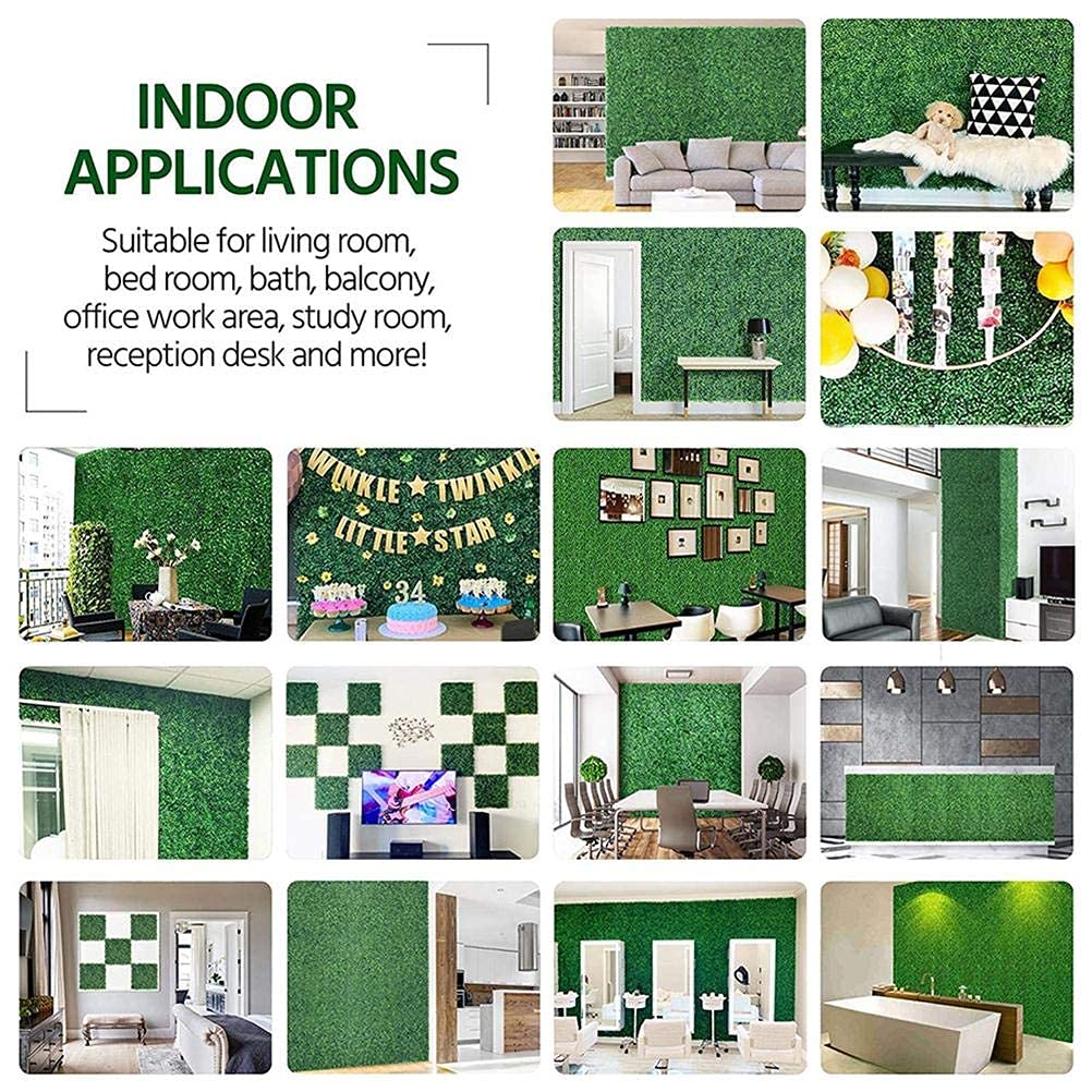 Fondo Verde, Paneles de setos Artificiales, Pared de Plantas Artificiales, Plantas Artificiales Verdes, jardín de Hiedra Artificial, Valla de privacidad de césped Verde, 40 x 60 cm