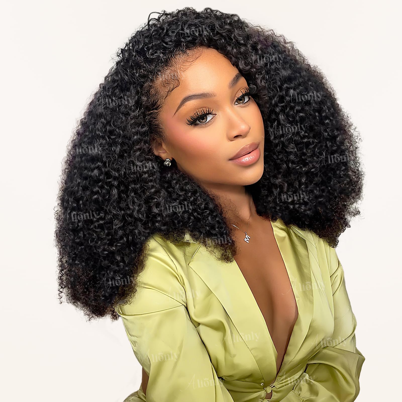 Half Wig Human Hair 200 Density Kinky Curly Half Wig 3 In 1 Seamless Flip Over Glueless Wigs Human Hair with Drawstring Beginner Friendly Curly Wig Headband Wig for Women Daily Wear 16 Inch