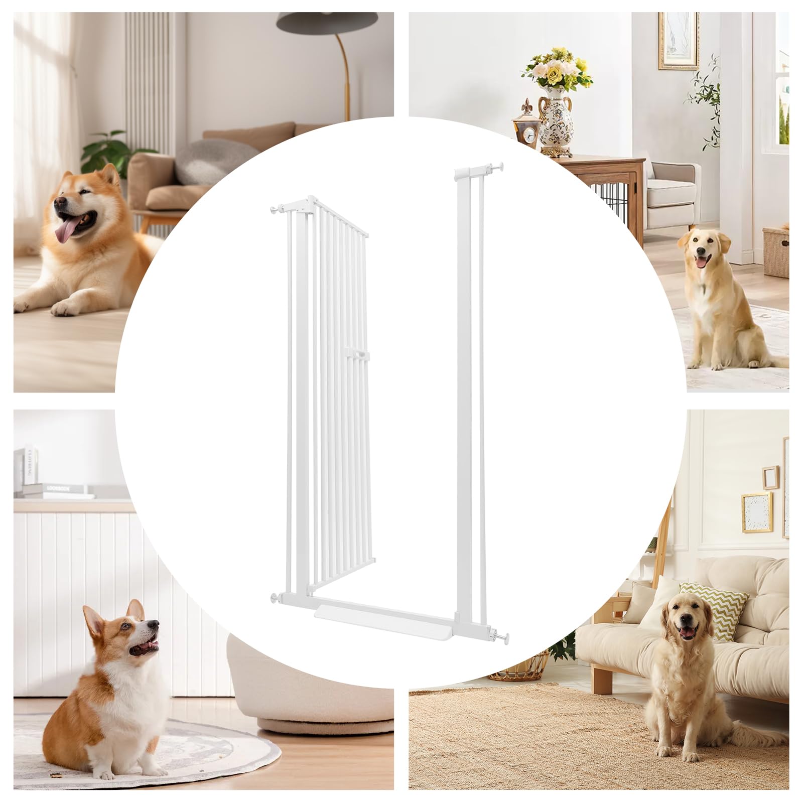 Rejilla protectora para mascotas, puerta de protección extra alta para mascotas, puerta de seguridad ajustable para gatos y perros pequeños para salón, pasillo, escaleras y balcón, 85 x 52 x 150 cm