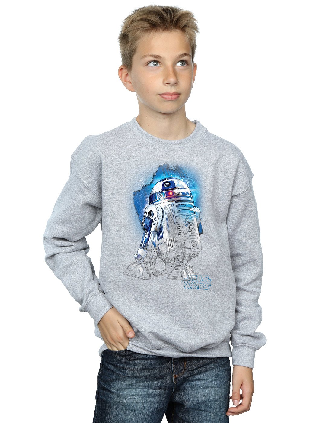 Star Wars Boys Sport Grey The Last Jedi R2-D2 Brushed Sweatshirt 5-6 Years