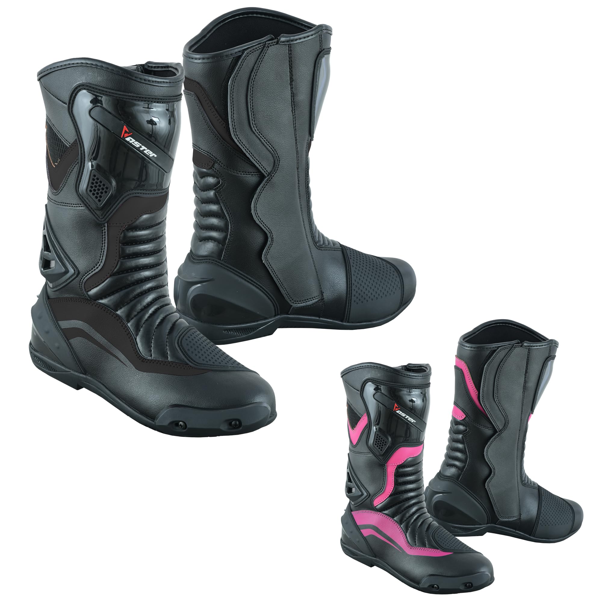 Zapatos de moto largos hasta el tobillo para mujer botas rosas para moto zapatos de cuero impermeables