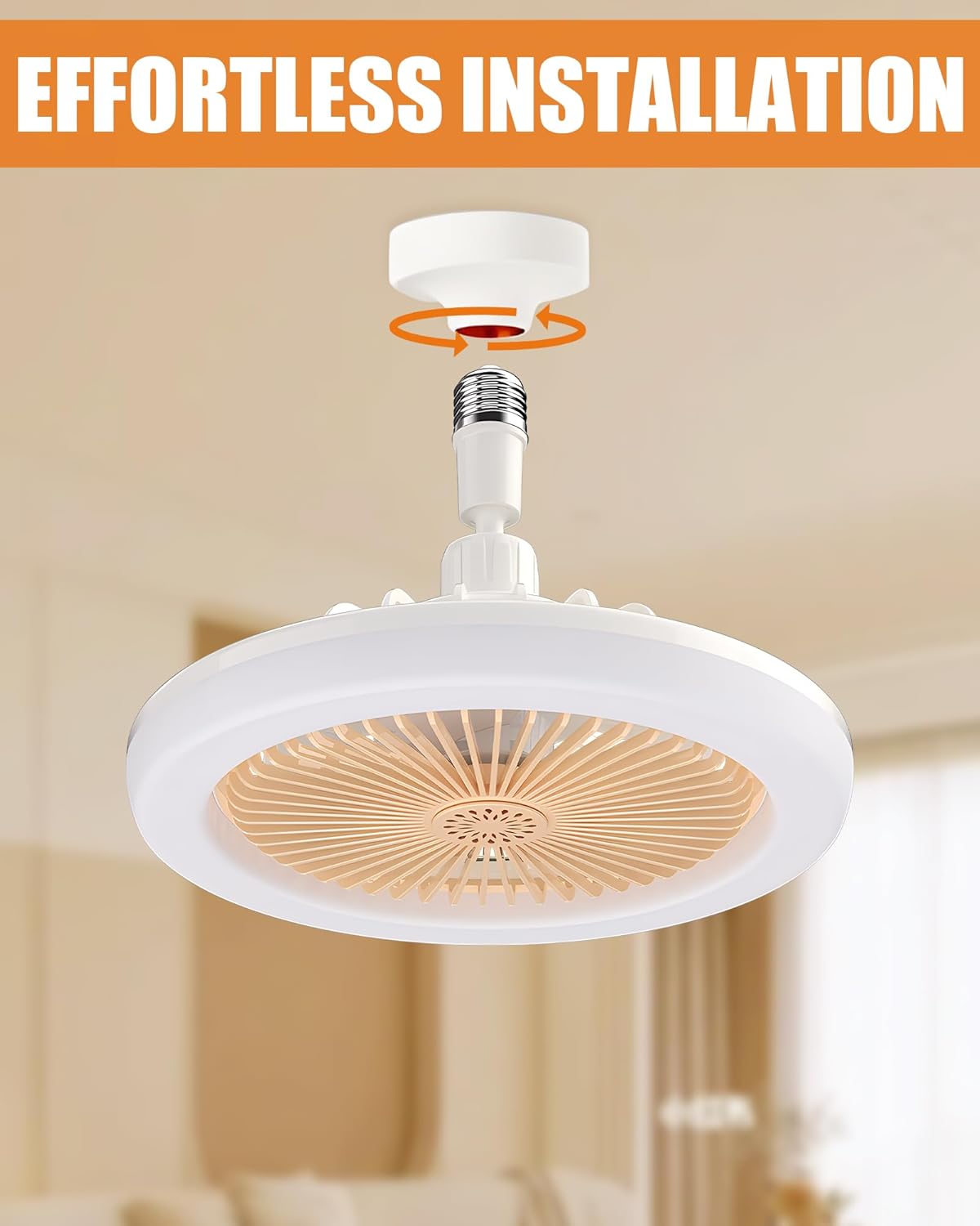 White 10" Ceiling Fan with Dimmable LED Light and Remote