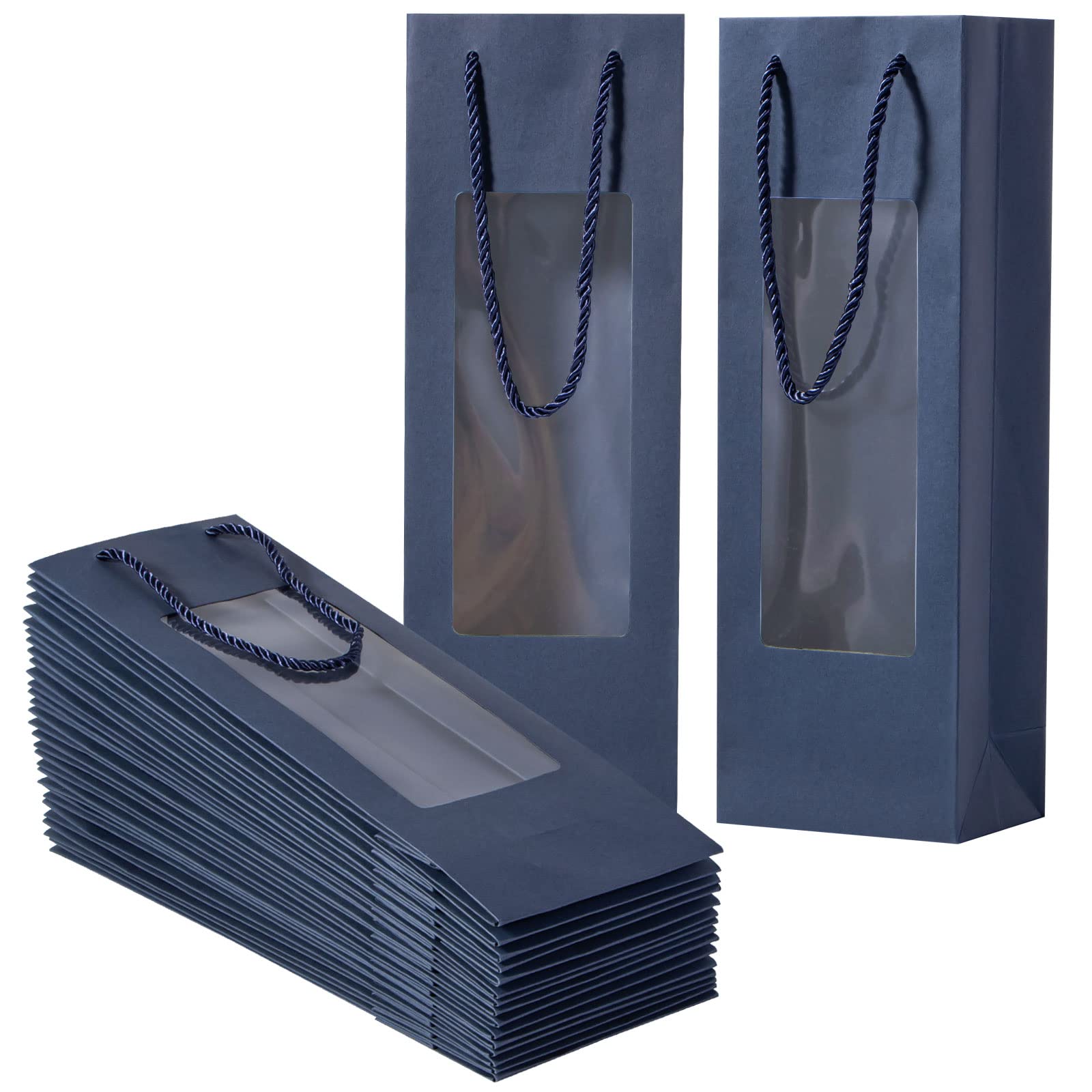 Lot de 10 sacs cadeaux en papier kraft pour bouteille de vin et bouteille de vin