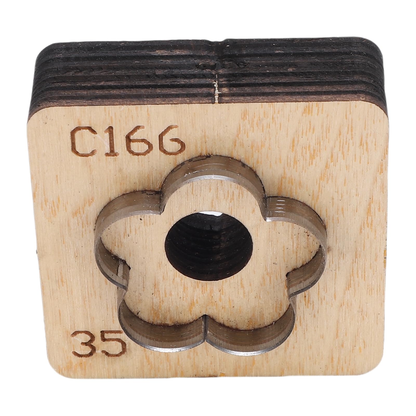 Fustella di Cuoio a Forma di Fiore, Stampo di Punzonatura in Legno Massello e Acciaio al Carbonio per Tagli Netti, con Design a Pressione Facile per (35mm)