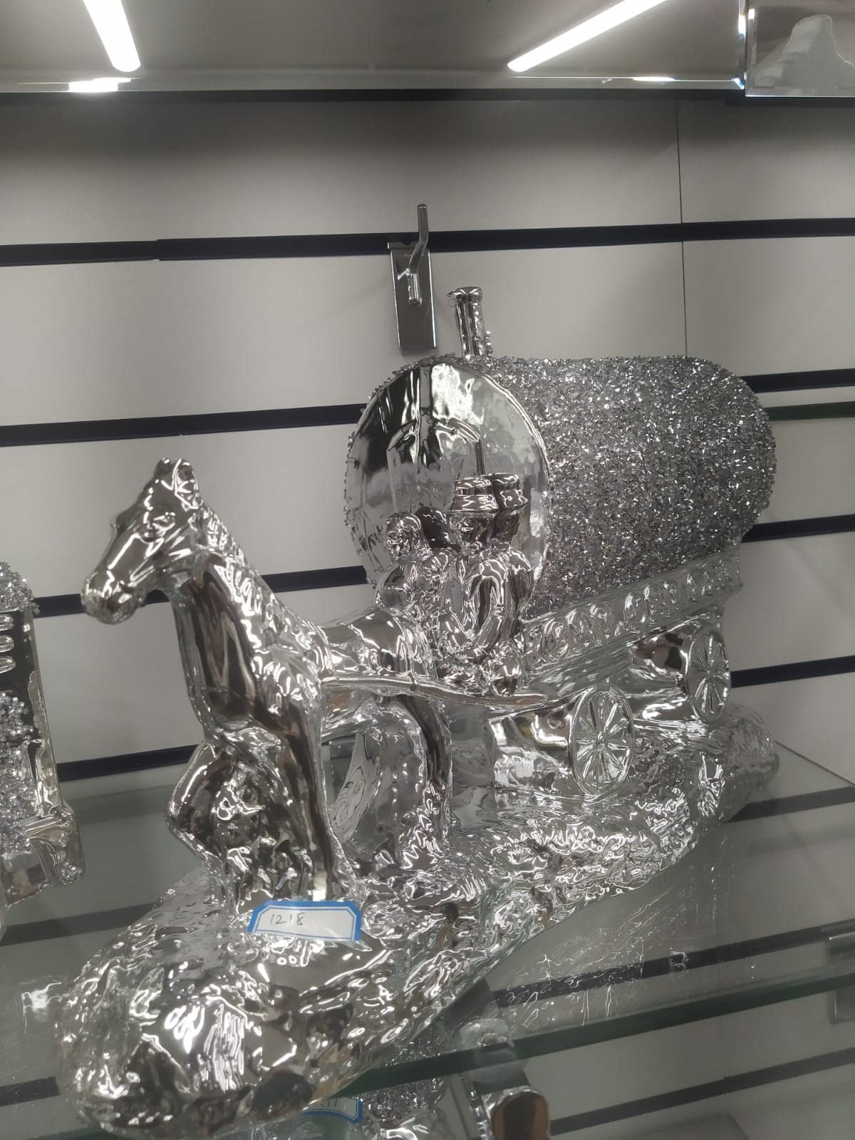 Biznest Silver Sparkle Ornament Bling Crushed Diamond Italian Horse Statue Figurine