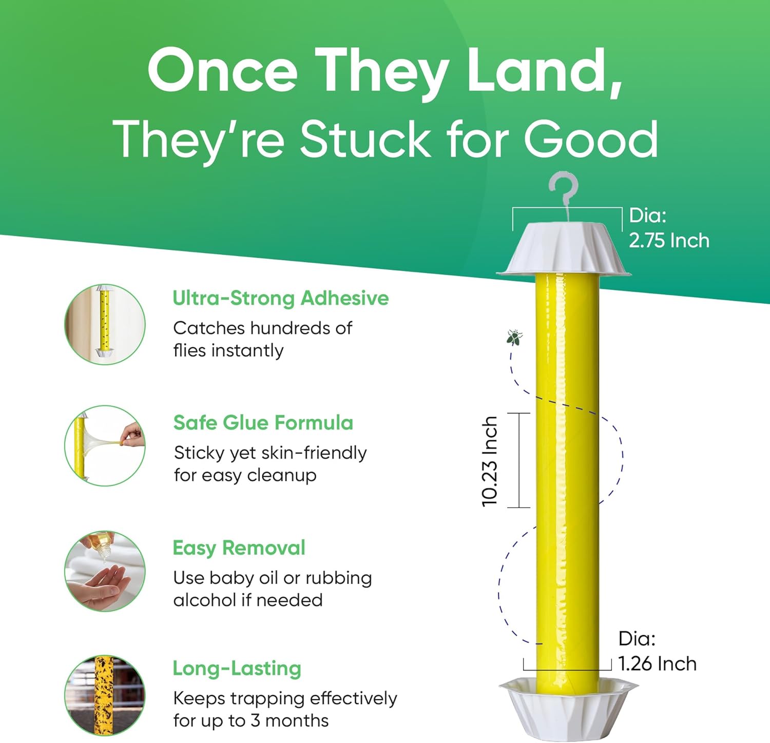 Sticky Fly Trap Indoor & Outdoor Pack of 8 | Hanging Fly Stick for Gnats, Flies, Wasps, Mosquitoes & Other Flying Bugs | Fly Trap Sticky | Fly Catcher Indoor | Flying Insect Trap Rolls | Ucatch