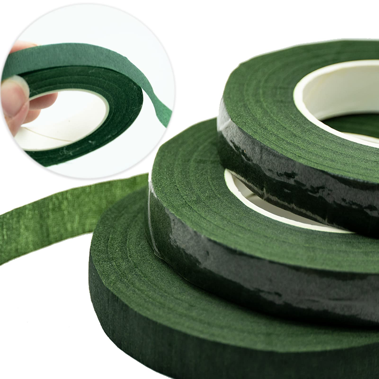 Ruban Fleuriste Autoadhésif - Lot De 6 Rouleaux De 12mm, 27m Chacun - Couleurs Variées (vert, Blanc, Turquoise...) - 3