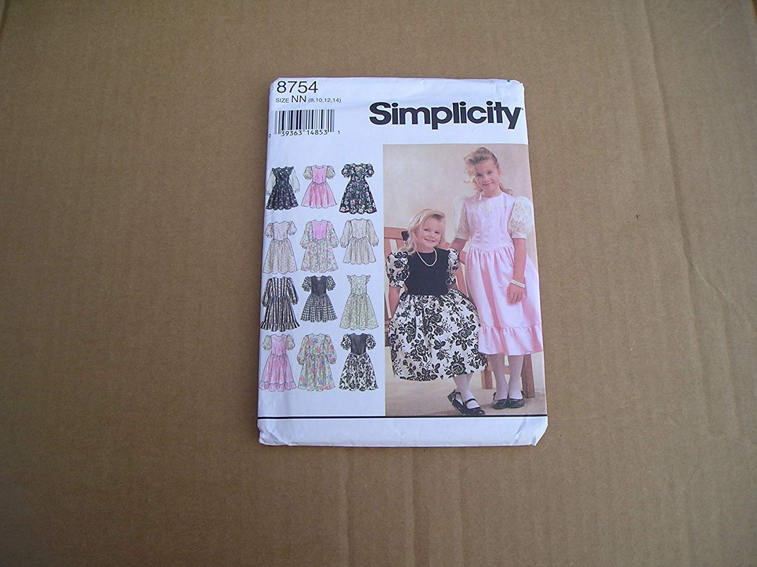 Patron de couture de robe formelle pour fille Simplicity 8754 avec variantes de longueurs