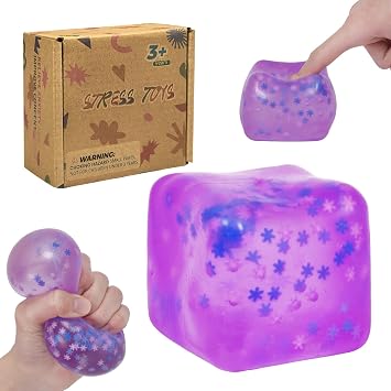 Plus Squeeze Toys   Thickened Snowflake Ice Cube Squishy Toy, Durable Soft Fidget Stress Ball with Enhanced Grip, Heavy Feel Squeeze Toys for Adults & Kids2.76inPurple