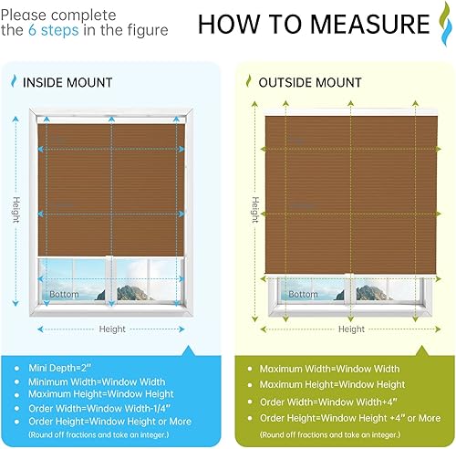 Vista 13 de BlinDecor Blackout Cellular Shades Cordless 24 x 64 in Honeycomb Blinds Windows Shade Easy Install & Clean Shades for Door Room Home Privacy