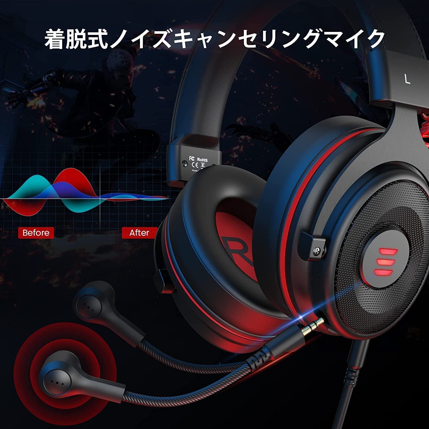 Amazon.co.jp: EKSA E900Pro ゲーミングヘッドセット PS4/PS5/PC用 