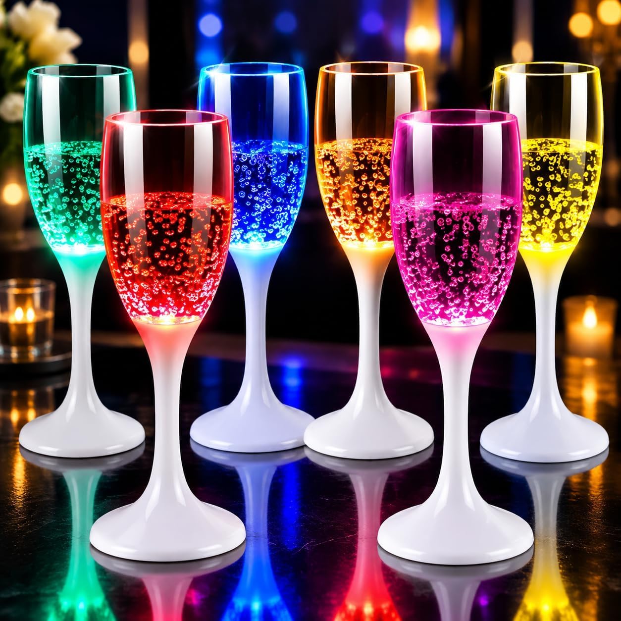 Light Up Champagne Glasses - Glow in the Dark Party Cups -1