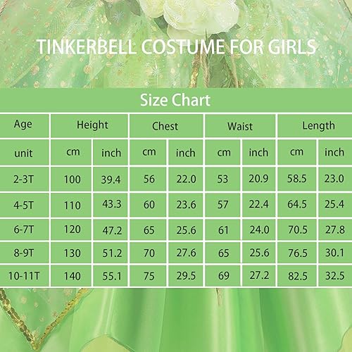 Miniatura 6 de Disfraz de princesa Tinker Bell de Halloween para niñas, disfraz de hada para fiesta de cumpleaños, vestido para ocasiones especiales con alas
