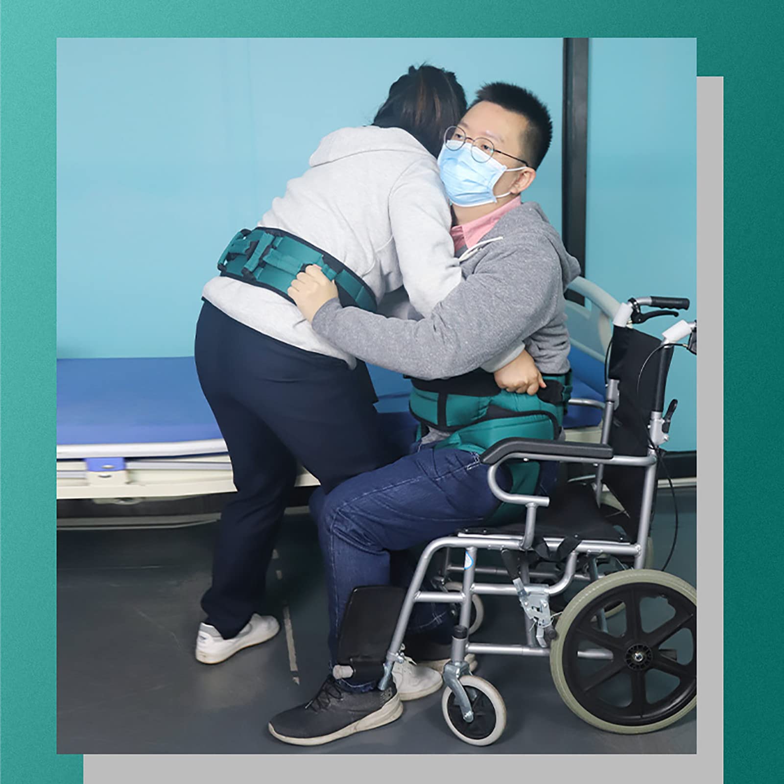 Genérico Cinturón de Marcha y bipedestación Asas, cinturón de Transferencia para Pacientes, Ancianos, Fisioterapia, Asistencia de Seguridad para enfermería médica, arnés de Transferencia par
