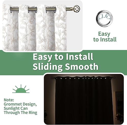 Miniatura 6 de BGment Cortinas blancas 100% opacas de 63 pulgadas de largo para sala de estar, aislamiento térmico, insonorización, con ojales, bloqueo de luz