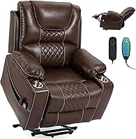 RHHVVR Oversized 400 LBS Power Lift Recliner for Big & Tall Elderly, 26" Wide Zero Gravity Chair with Massage & Heat, Brown Leather