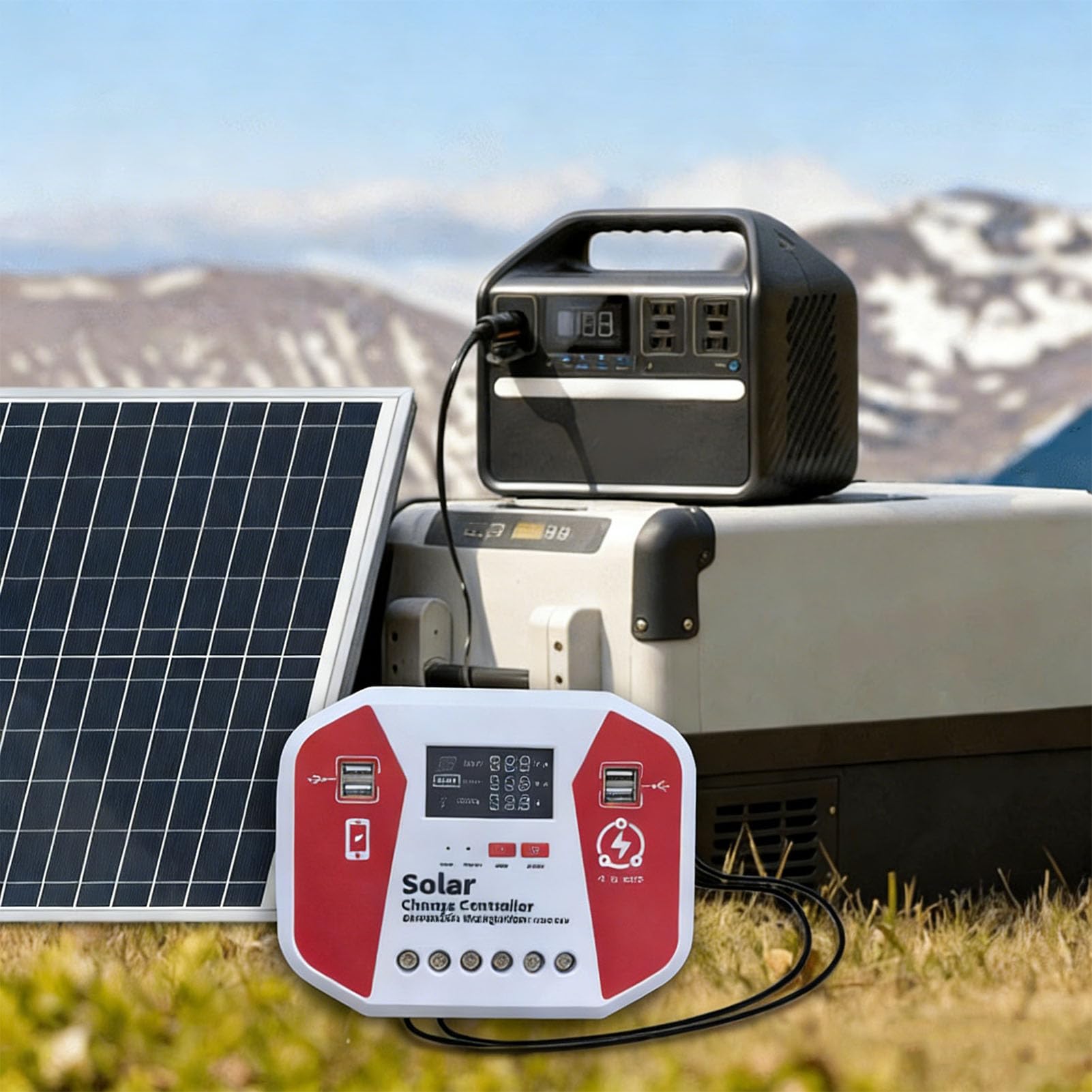 Asixxsix Regolatore di Carica Solare 100A, Display LCD con Rilevamento Automatico 12V 24V 36V 48V con Ricarica USB a 4 Porte, con Batterie Al Litio Gel AGM e Al Piombo
