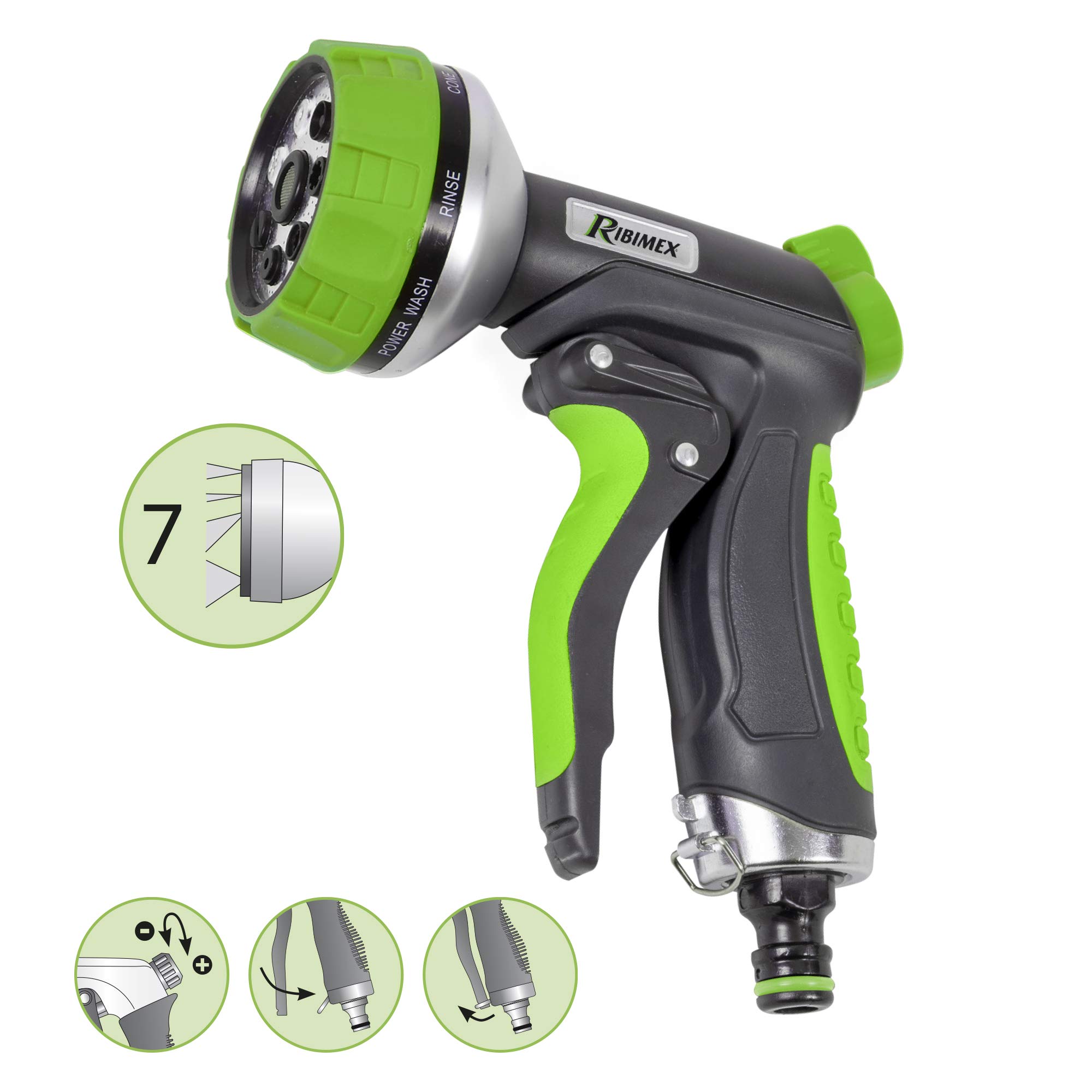 Ribiland PRA/TV.9310 Pistolet Prysznic Bimateralny, Zielony/Szary