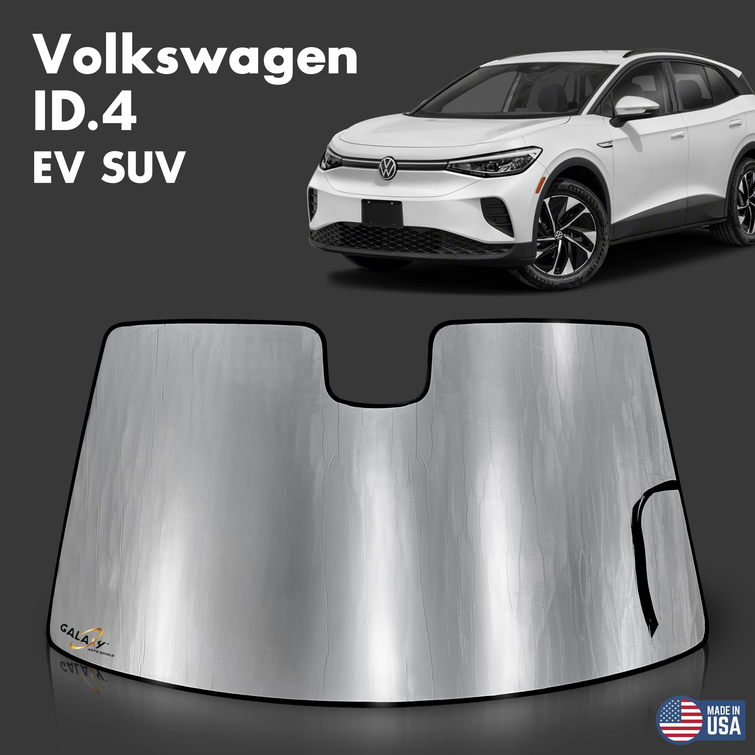Galaxy Auto ShieldCustom Fit Windshield Sun Shade for 2021 2022 2023 Volkswagen ID.4 ID4, Insulated Window Sunshade Privacy Accessories Blockout UV Reflector Protection - Made in USA