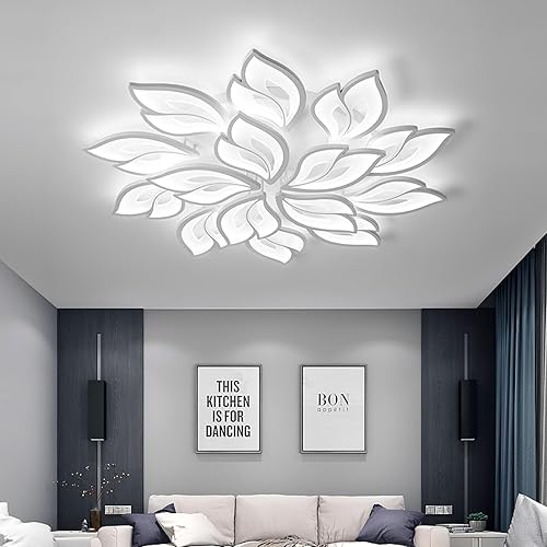Miniatura 9 de JAYMP Lámpara de techo en forma de flor de 39.4 pulgadas, regulable, moderna, con control remoto, lámpara de iluminación LED para sala de estar,