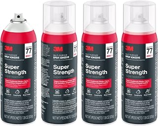 3M Super 77 マルチサーフェススプレー接着剤 7オンス 低VOC クイック接着 速乾性 クリア仕上げ ホイル フォーム 紙 金属 プラスチック 布 段ボール用 (77-10-NAT) 4個パック