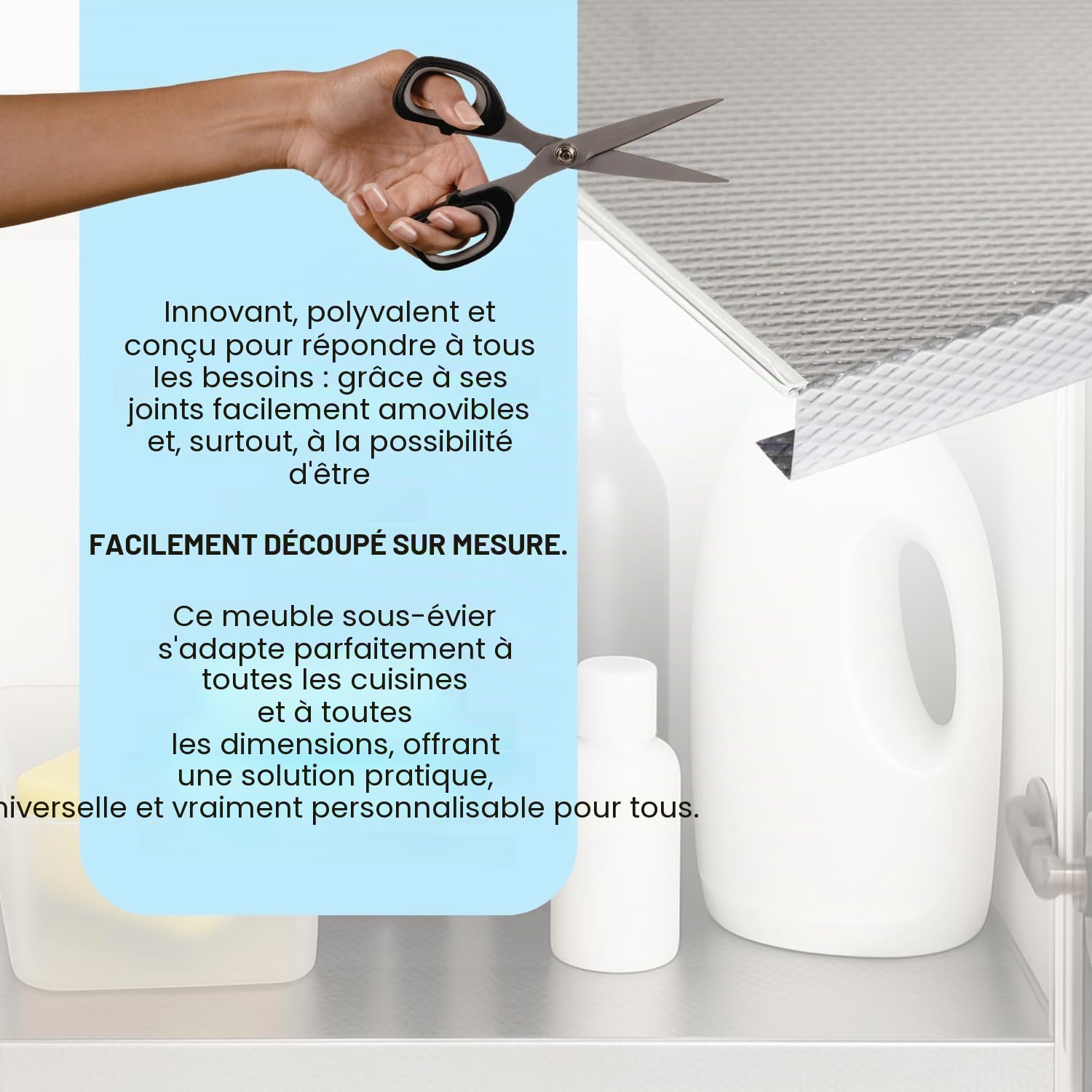 Evotrade Protection en aluminium pour meuble de cuisine - Plateau inférieur avec rebord - Dimensions au choix : 562/862 mm (862 x 530 mm)