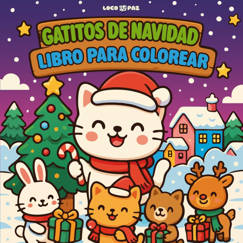 Gatitos de Navidad - Libro para Colorear: Diversión Navideña Adorable para Niños de 3 a 8 Años | Gatitos de Santa, Nieve y Escenas Invernales