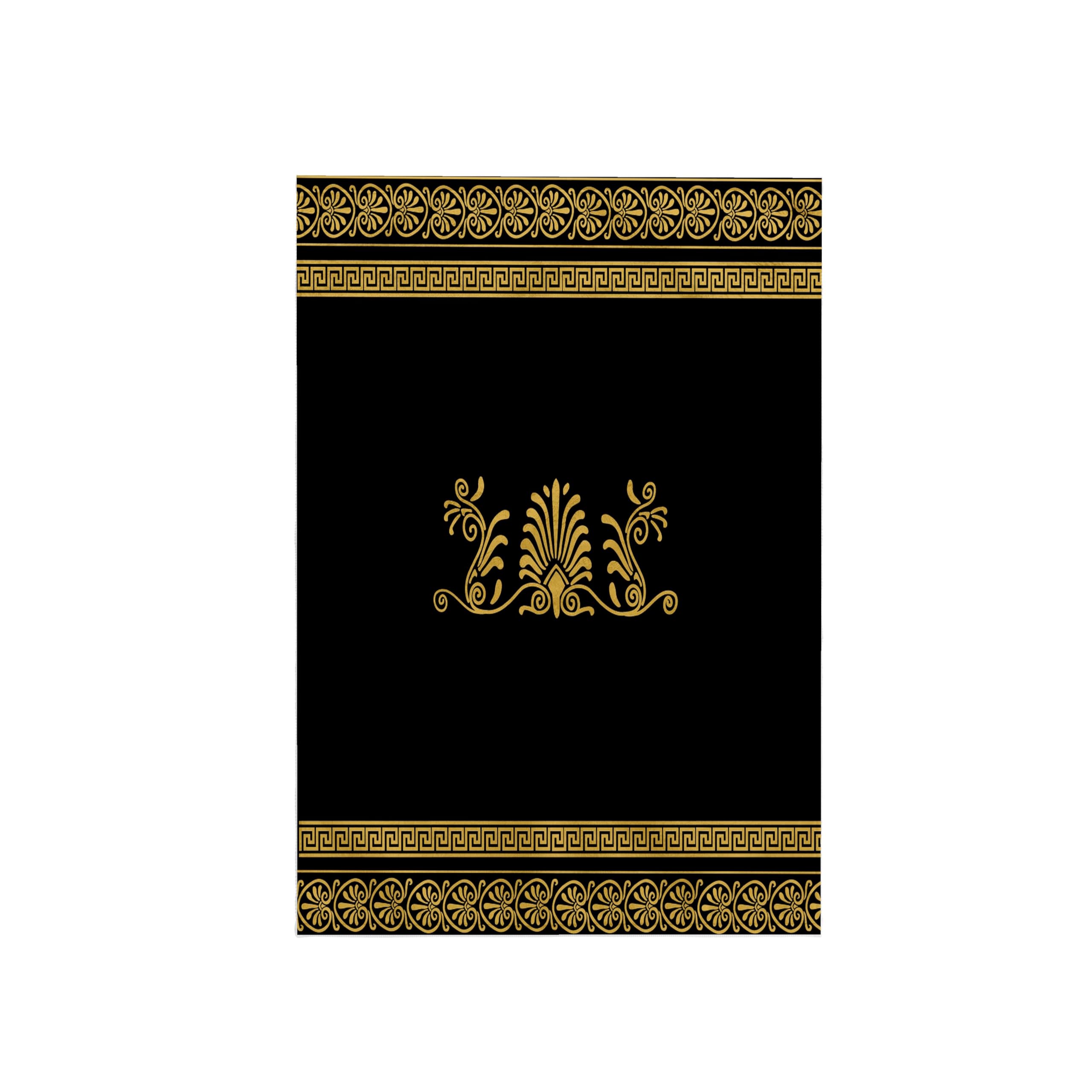 3D Rose Golden Yellow and Black Ancient Greek Decorative Spirals and Palm Leaves-Classic Grecian Key TWL_56709_1 Towel, 15" x 22"