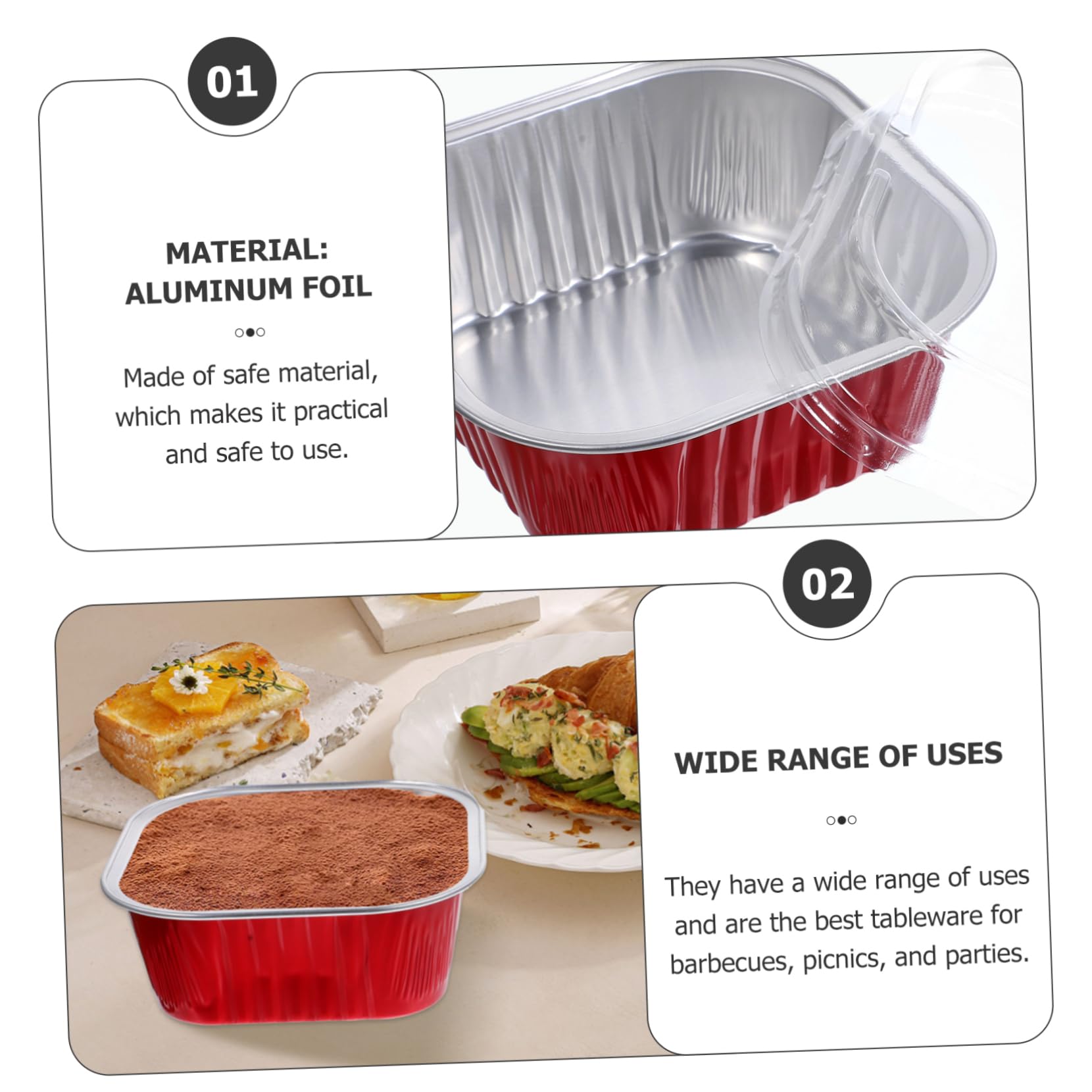 TOPBATHY 40 Juegos envases de aluminio para alimentos asadera de aluminio bandeja para hornear molde para pasteles recipiente para hornear pasteles suministros para hornear