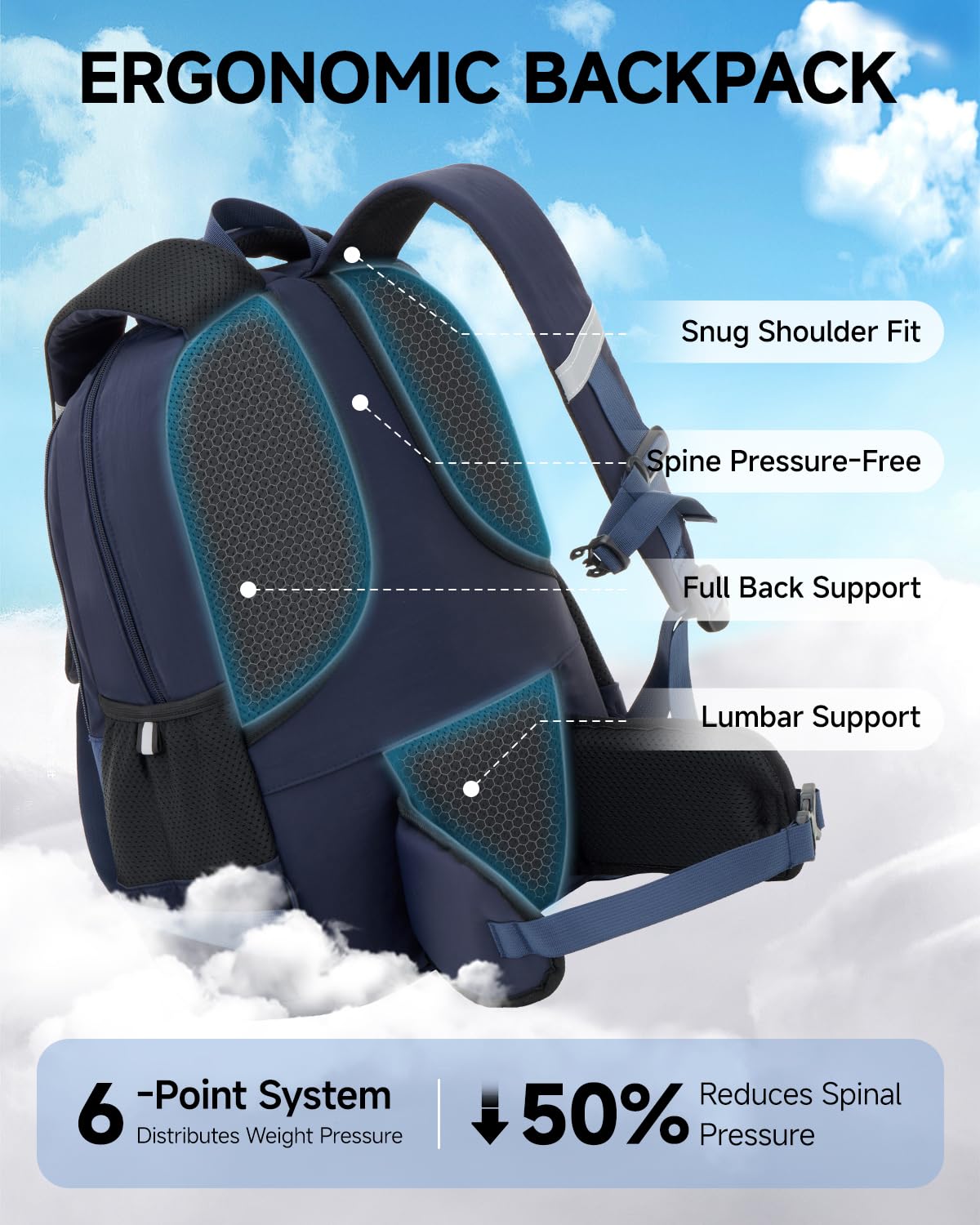 Amythe Zaino Outdoor Unisex Escursione Viaggio | Zaino Trekking Adolescente 21L Leggero Impermeabile Cintura Rimovibile Campeggio