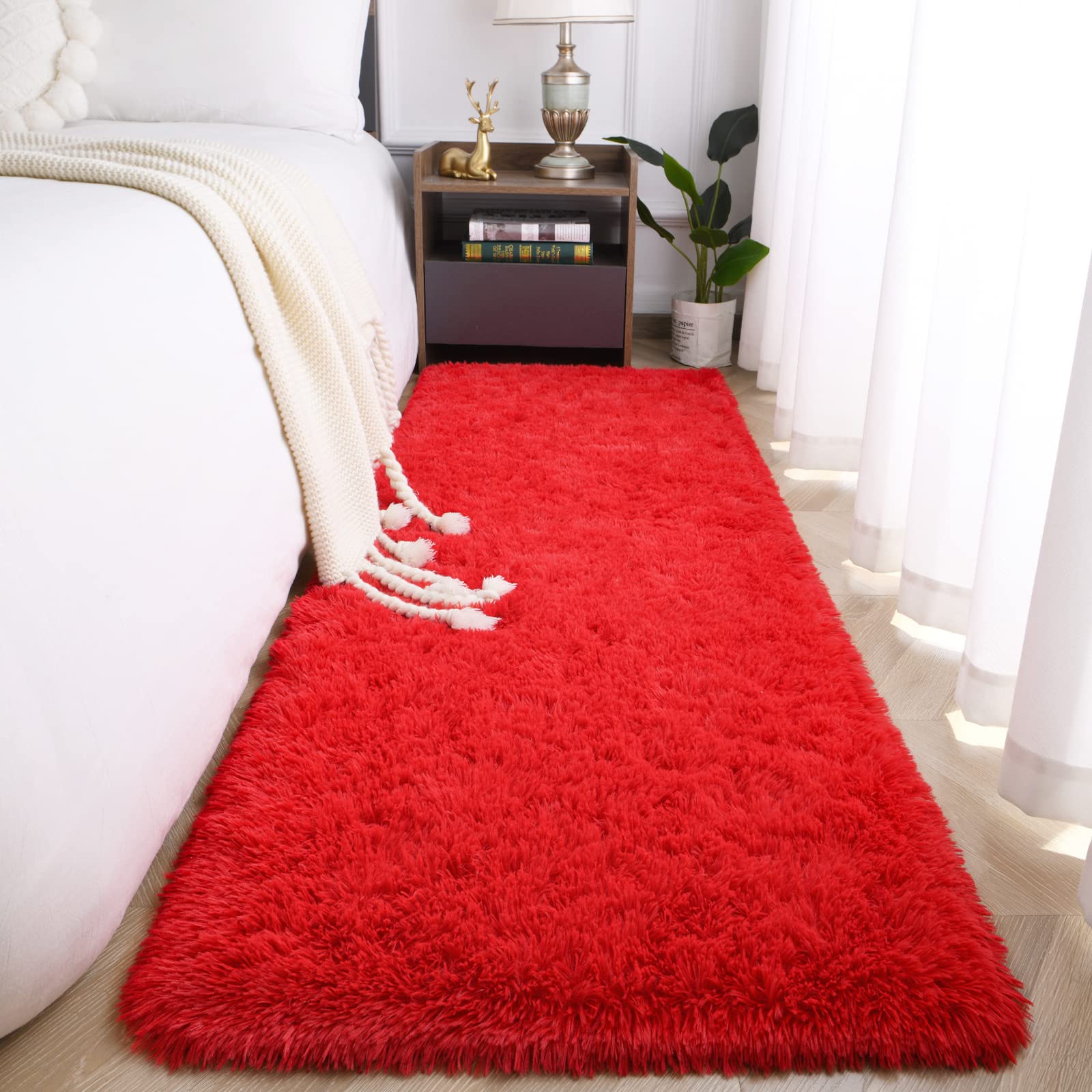Jelymark Super Soft Shaggy Rug for Bedroom, 2x6 Feet Fluffy Carpet for Living Room, Fuzzy Indoor Plush Area Rug for Home Decor, Furry Floor Rugs for