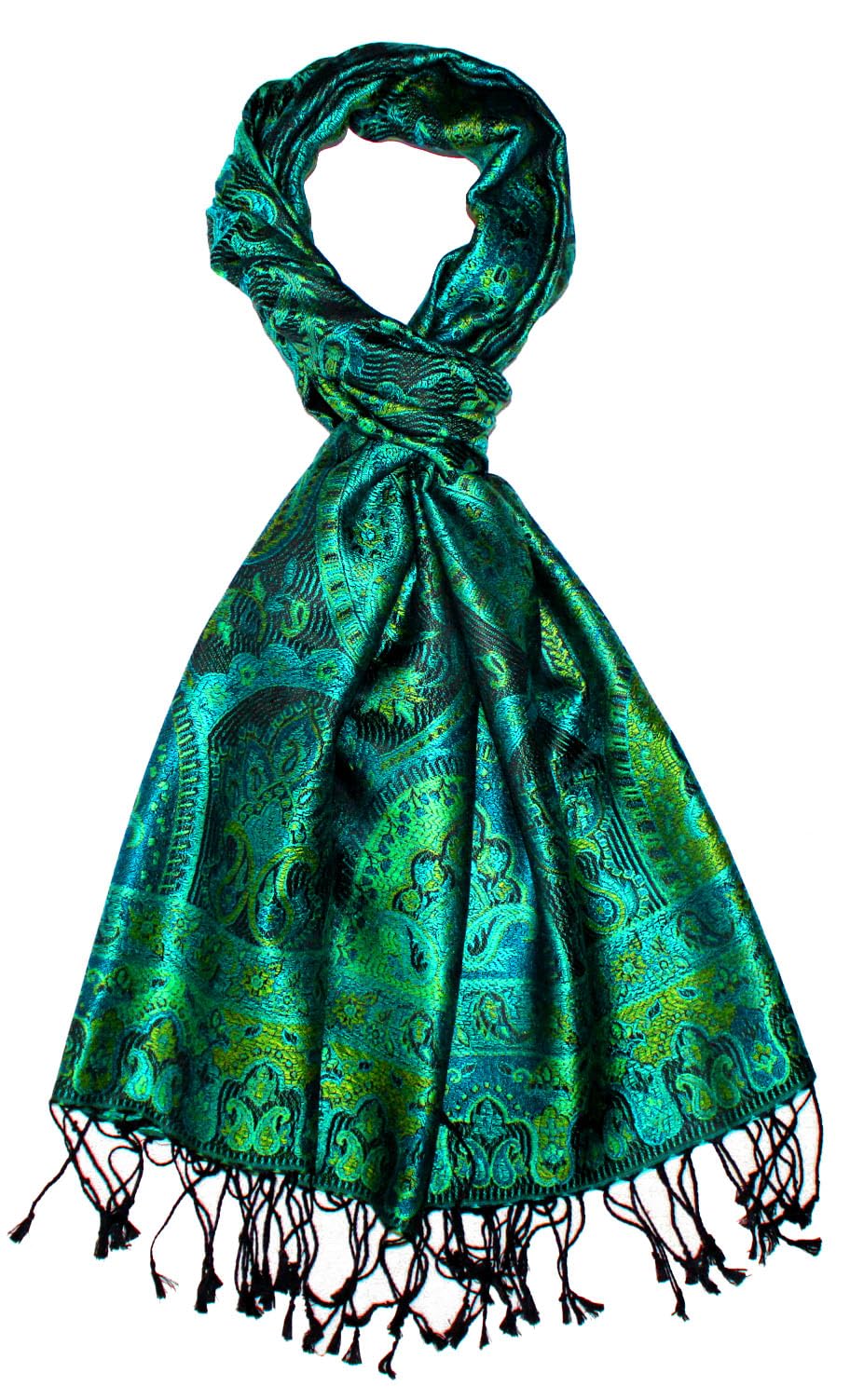 Lorenzo Cana Pashmina 78658 - Sciarpa da donna in tessuto jacquard, 100% seta, motivo cachemire, in seta