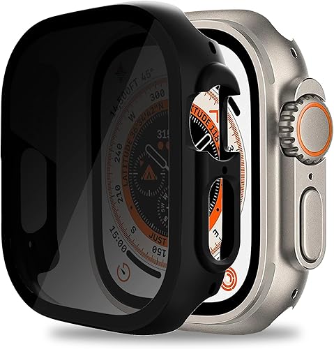 Miimall Funda de privacidad para Apple Watch UltraUltra 2 de 1.929 in, vidrio templado antiarañazos, a prueba de golpes, con protector de pantalla