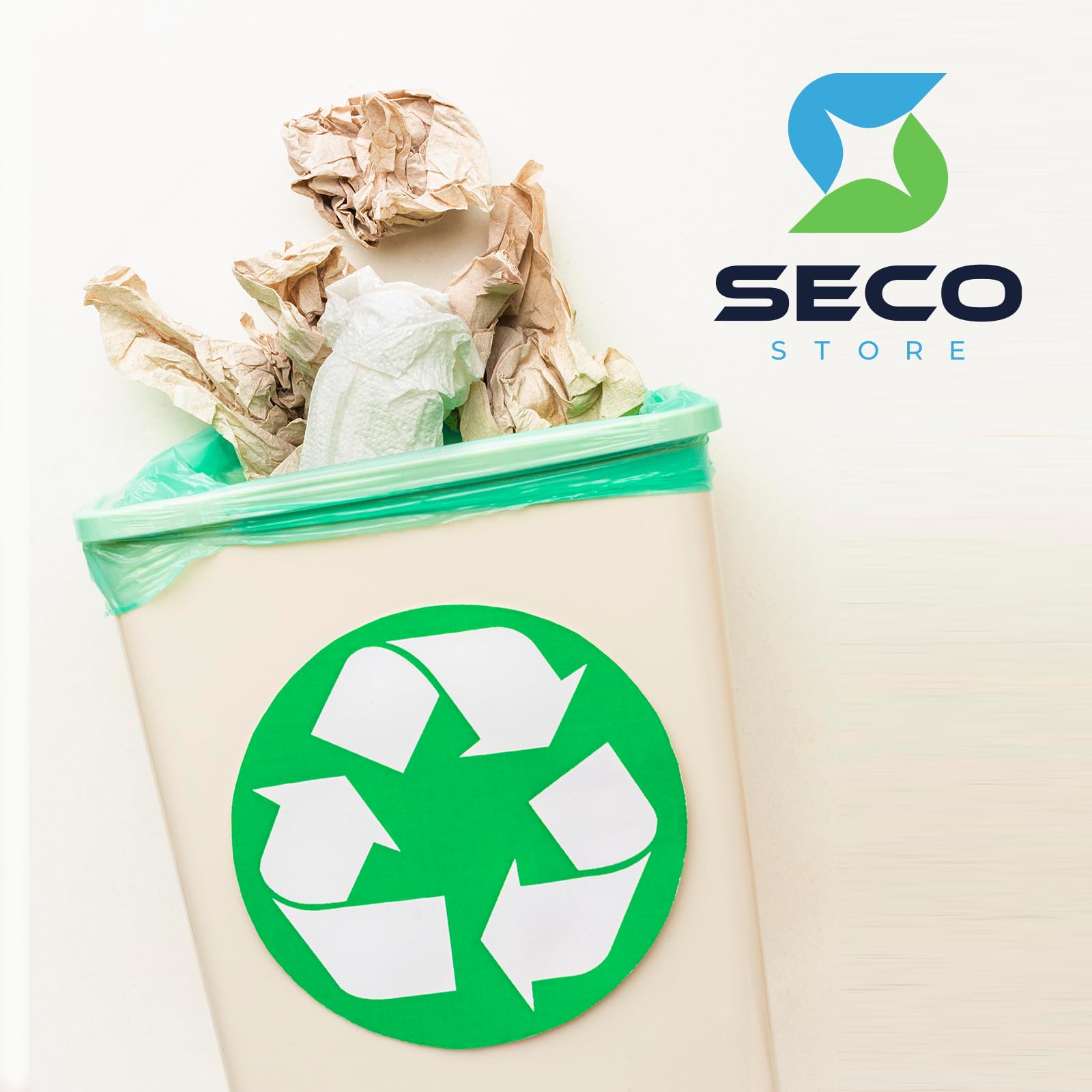 SECOSTORE Busta Spazzatura Organico 90x120 cm, 100 Sacchi in Plastica Compostabile, Spessore 25 micron, Litri 70 | 10 Rotoli da 10