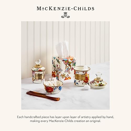 Miniatura 6 de MACKENZIE-CHILDS Flower Market - Juego de basureros esmaltados y cubierta cuadrada de pañuelos, accesorios florales decorativos para baño o