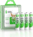 EBL AAA Batteries rechargeables 1100mAh Haute capacité Ni-MH 1.2V 4 Emballage (boîte de batterie incluse)