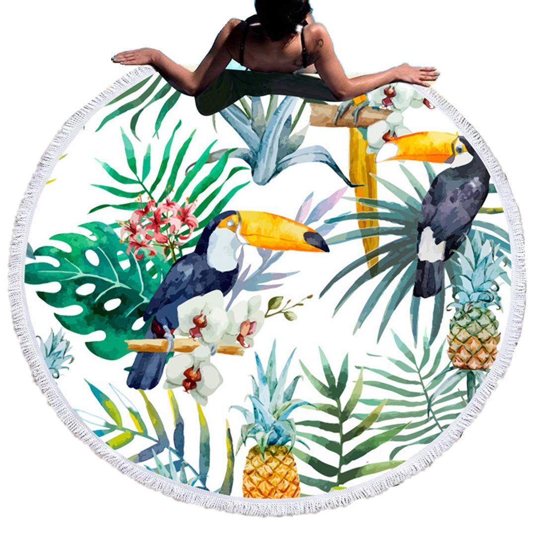 Flamingo Océan Animal Ronde Serviette De Plage Yoga Mat Nappe,Voyage En Plein Air Hôtel,Couverture De Plage De Sable,Convient Pour Le Printemps,Été, Automne,L'hiver (Tortue, 150cm De Diamètre